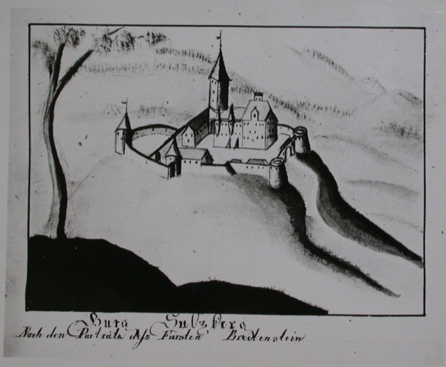 Historische Ansicht der Burgruine um 1820